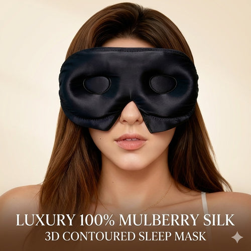 LumiSoie 22-Momme Pure Mulberry Silk Sleep Mask Black